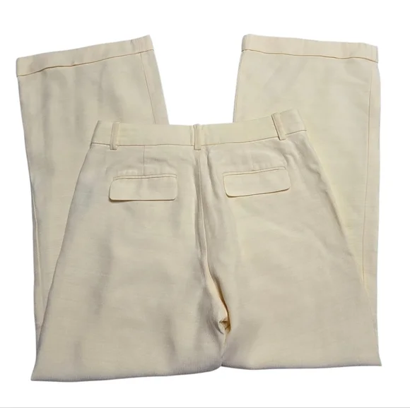 J Crew Cuffed Wide Leg Trouser Pants Luster Canvas Butter Yellow Size 8 - Picture 8 of 13
